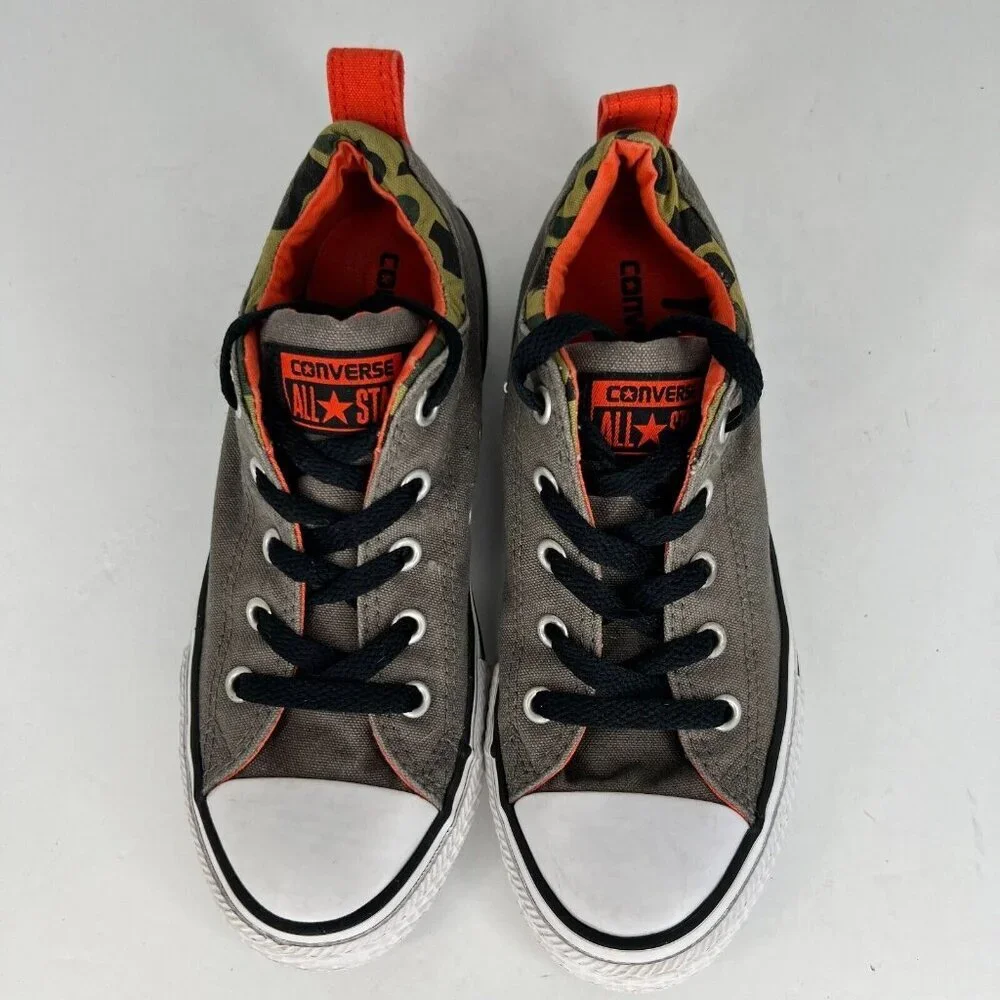 Converse Boys 635471F Gray All Star Mid Low Top Lace Up Size 2 Canvas Shoes